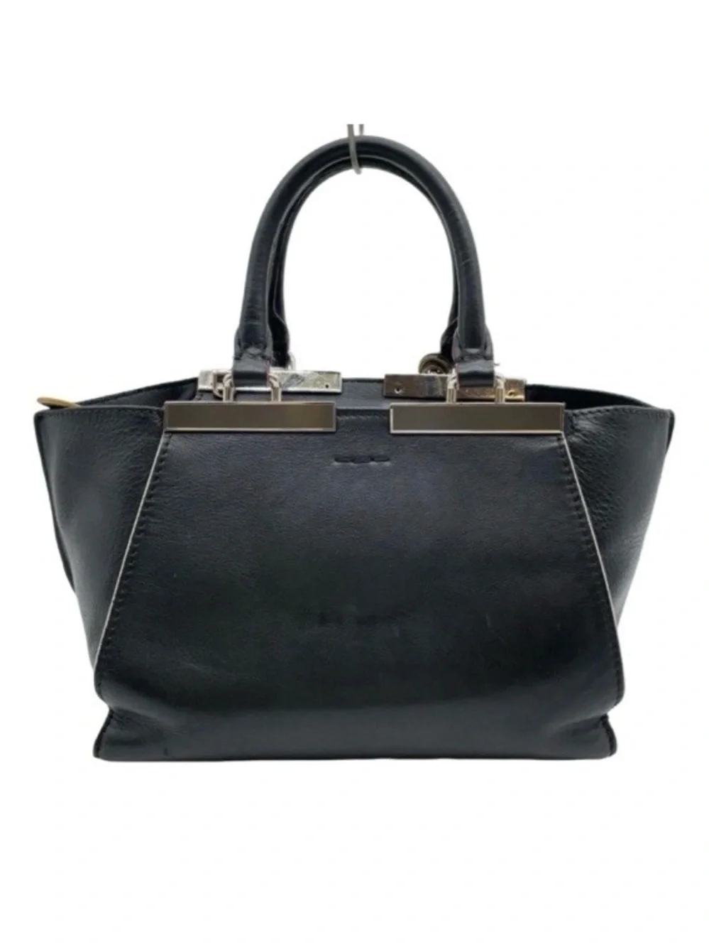 Fendi Black Leather Mini Satchel  with Top Handles and Crossbody Strap